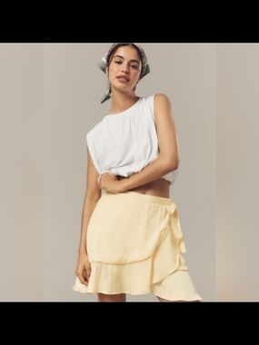 Anthropologie Mauve Ruffle Skirt Sunray Yellow XL NWT